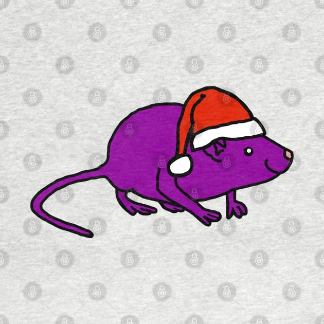 Purple Rat wearing Christmas Santa Hat by ellenhenryart